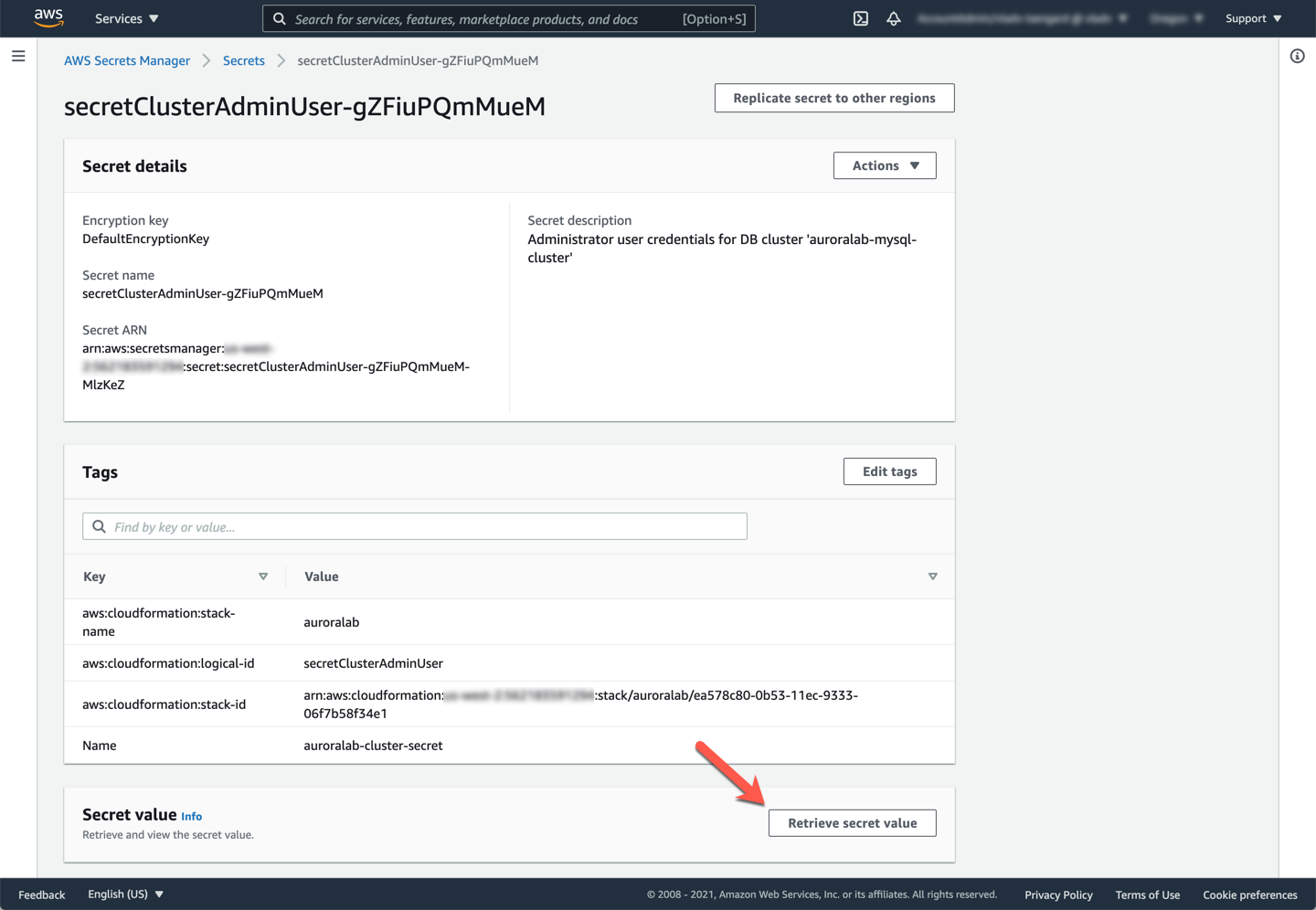 Secrets Manager Secret Detail