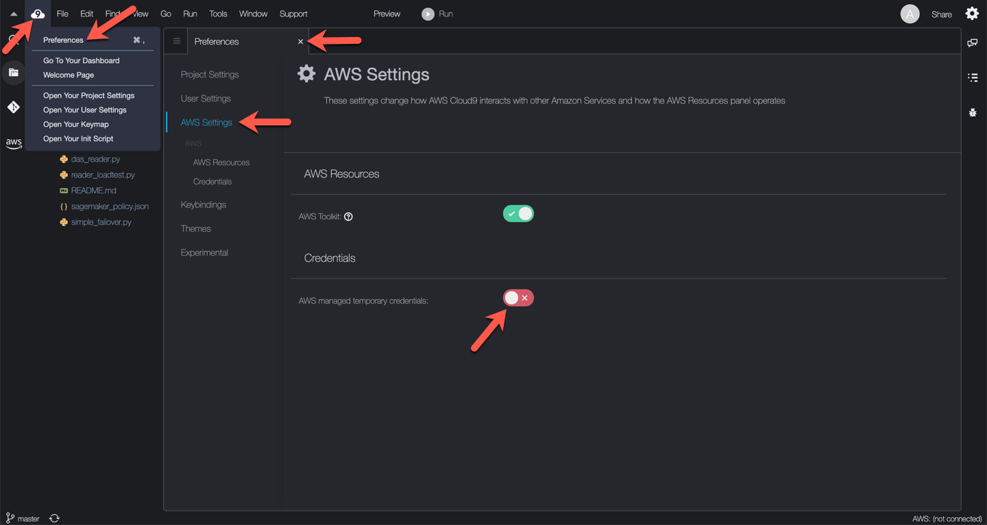 Cloud9 Desktop Settings