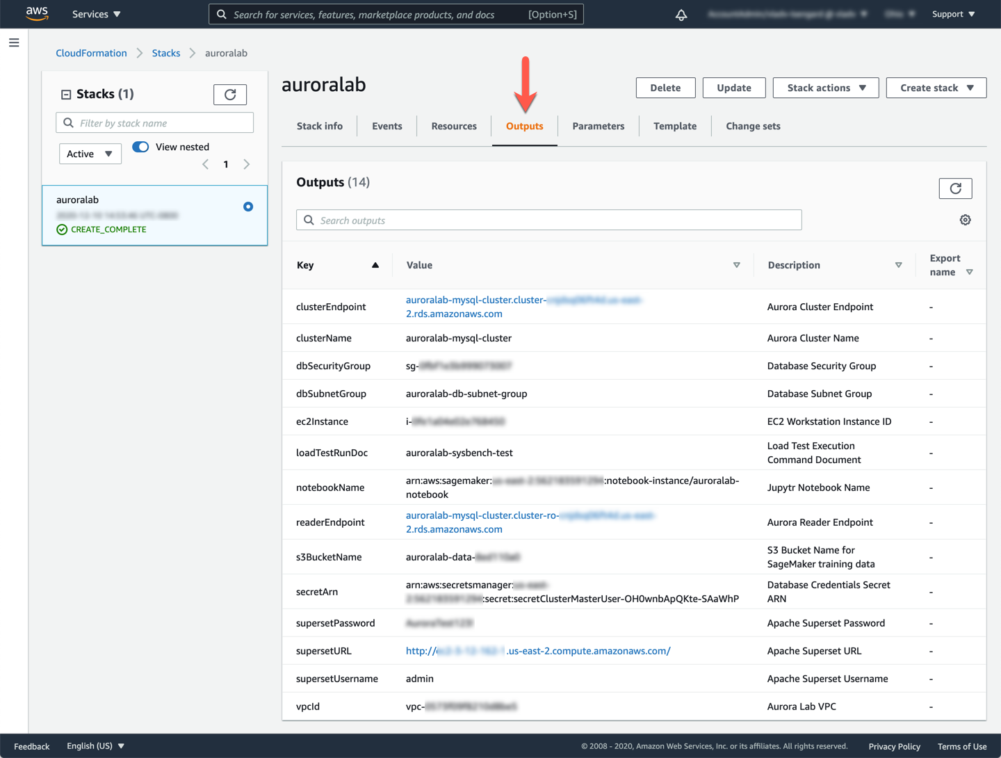 Stack Outputs