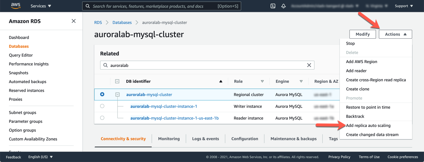 DB Cluster Add Auto Scaling