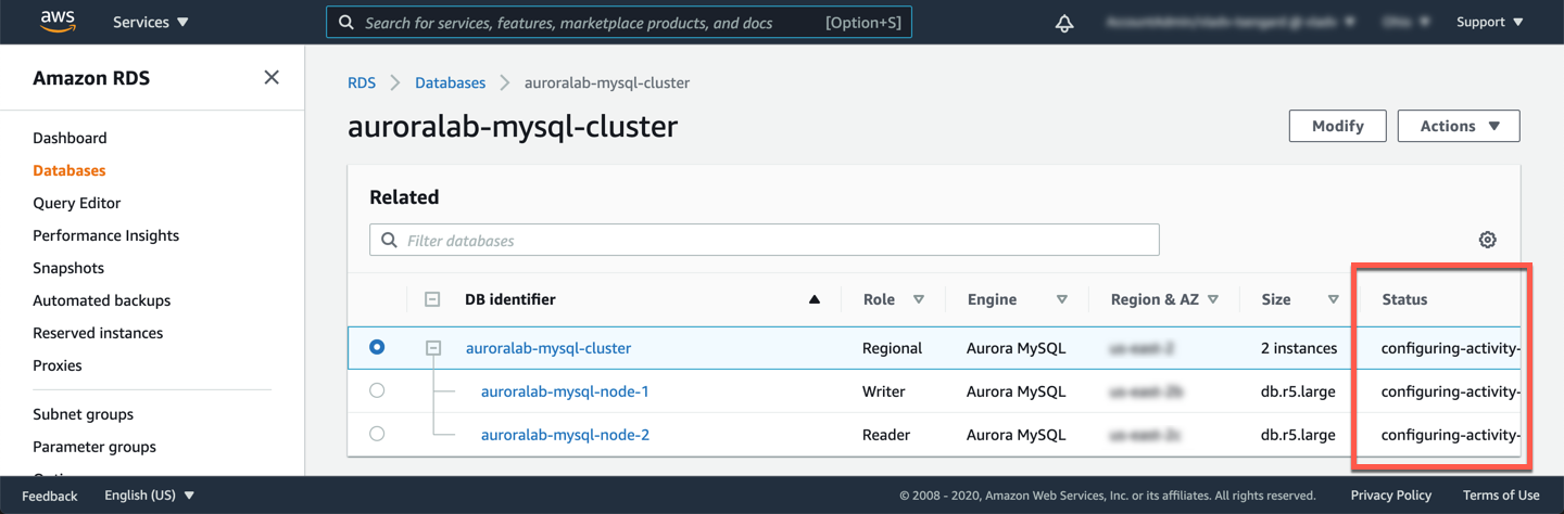 RDS Cluster Configuring