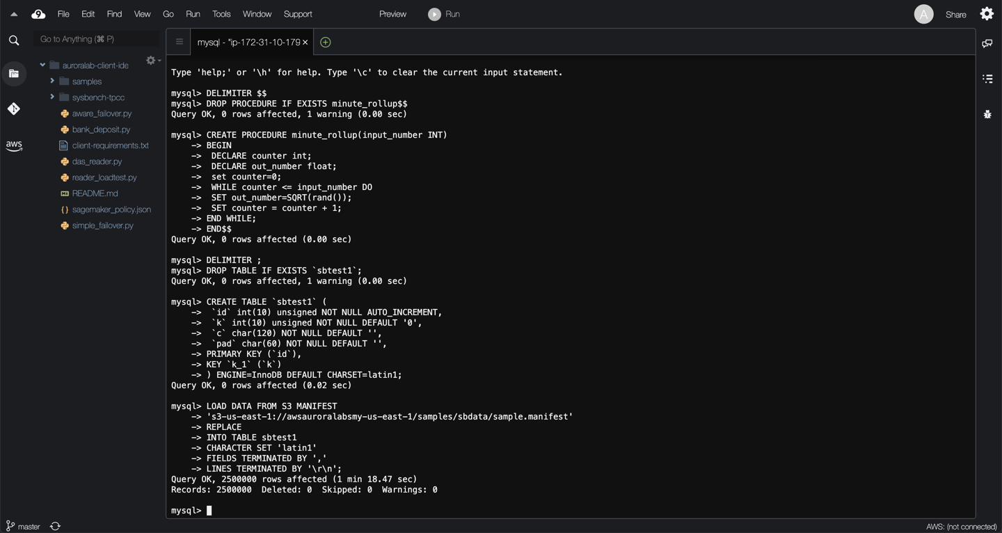 Cloud9 MySQL Commands