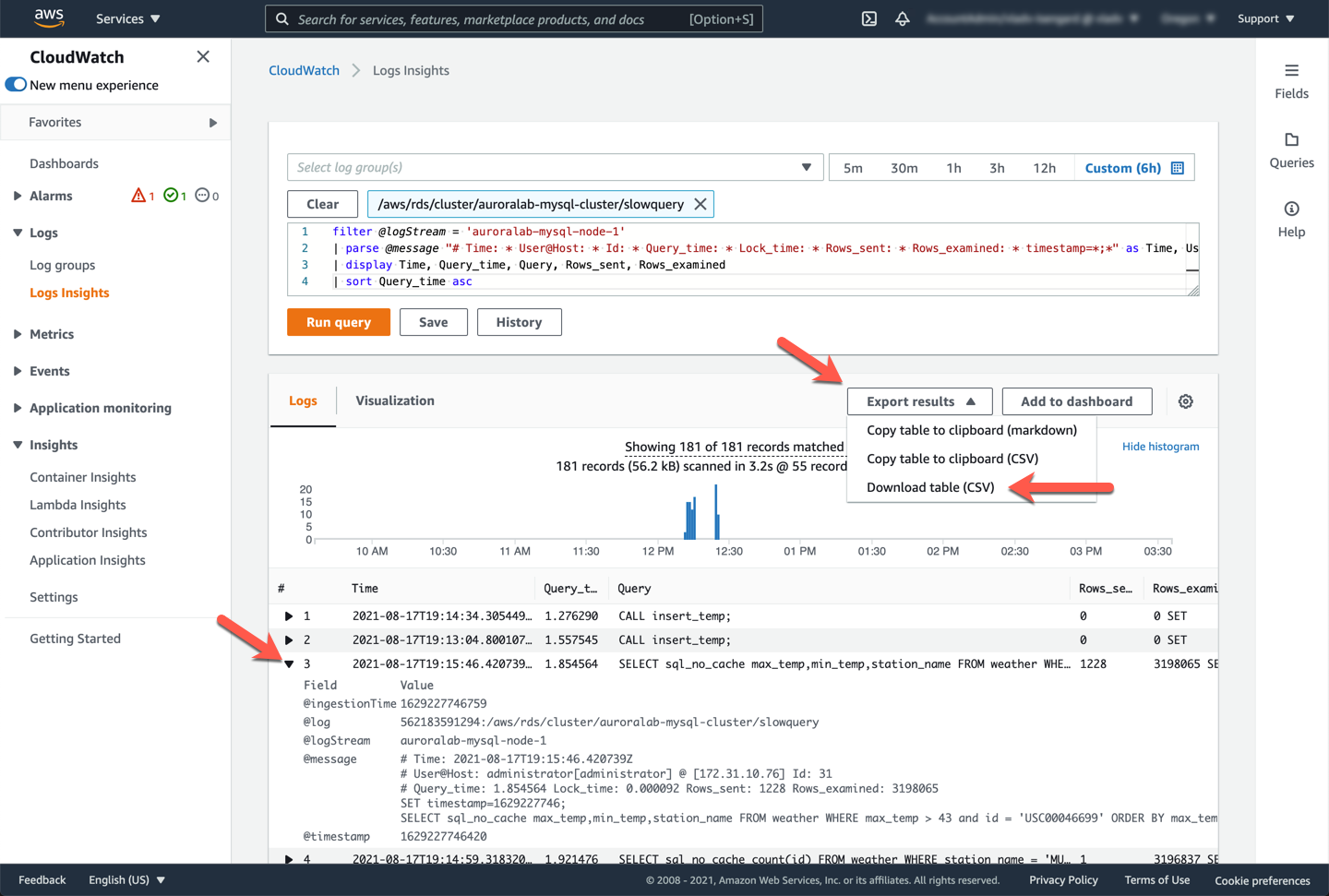 CloudWatch Insights Detail