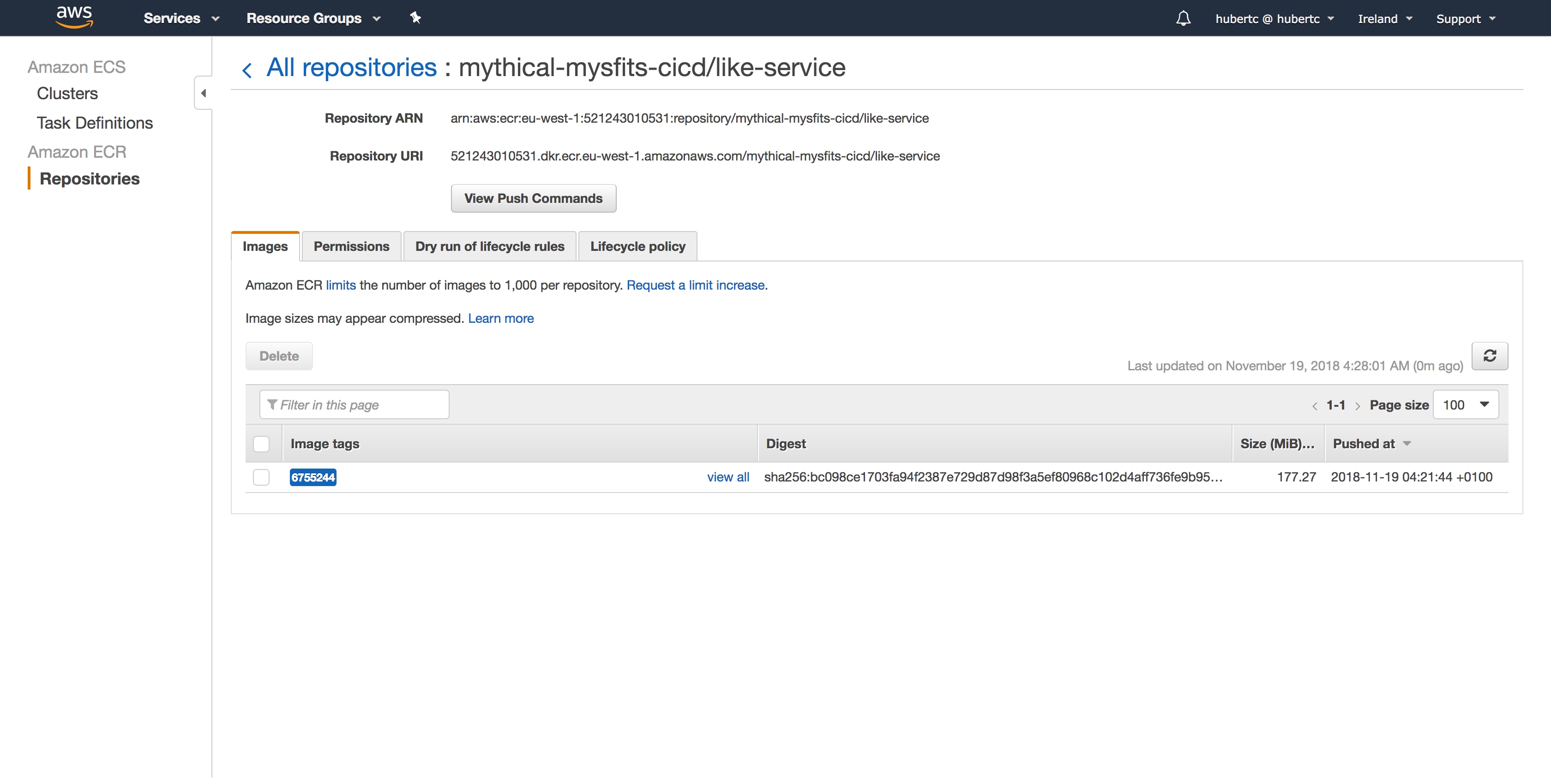 New ECR Image w/ Commit ID as Tag