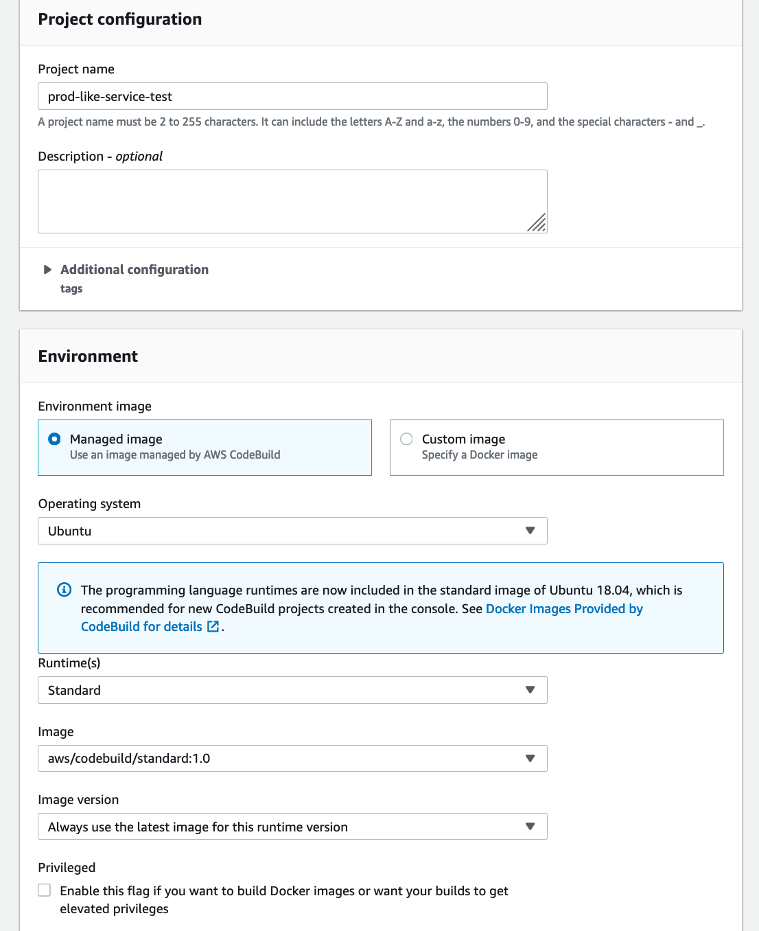 CodeBuild Create Project Part 1