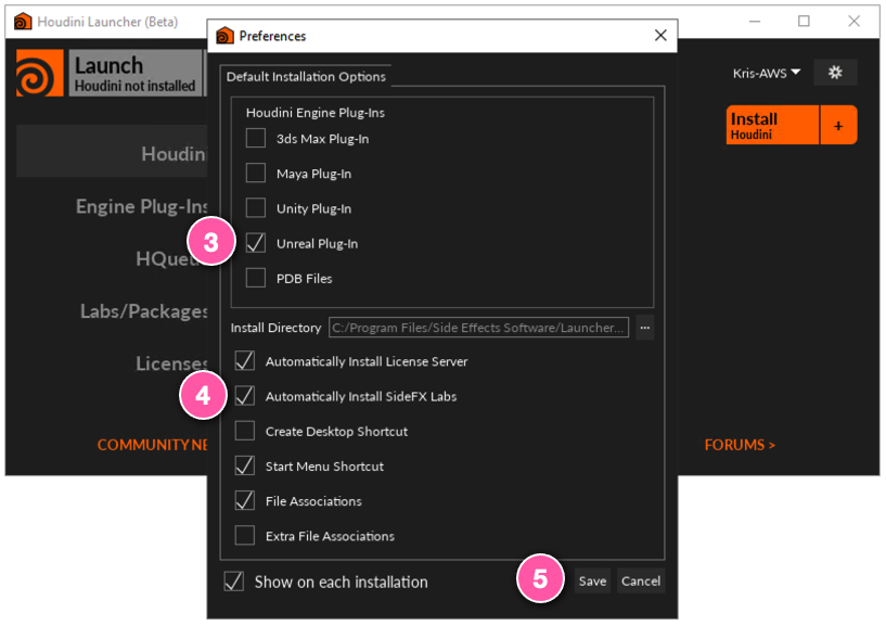 Houdini Launcher License Tab