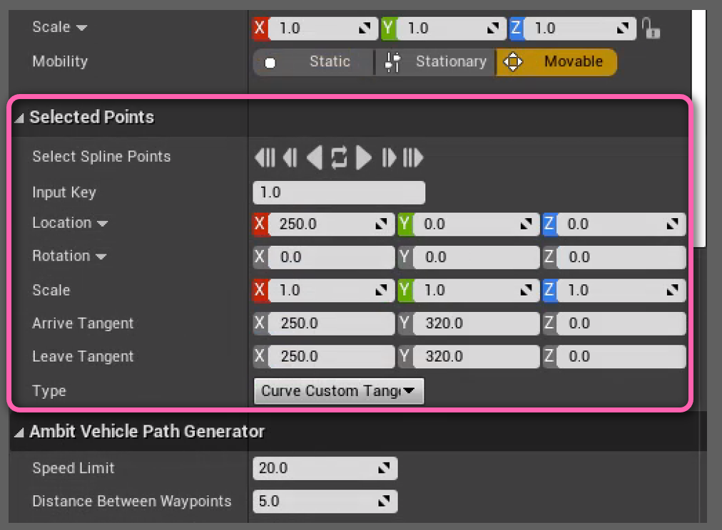 Spawn Vehicle Path SelectedPoints