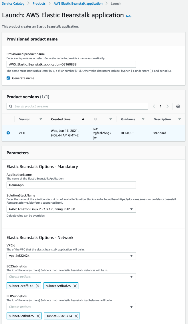 Product configuration