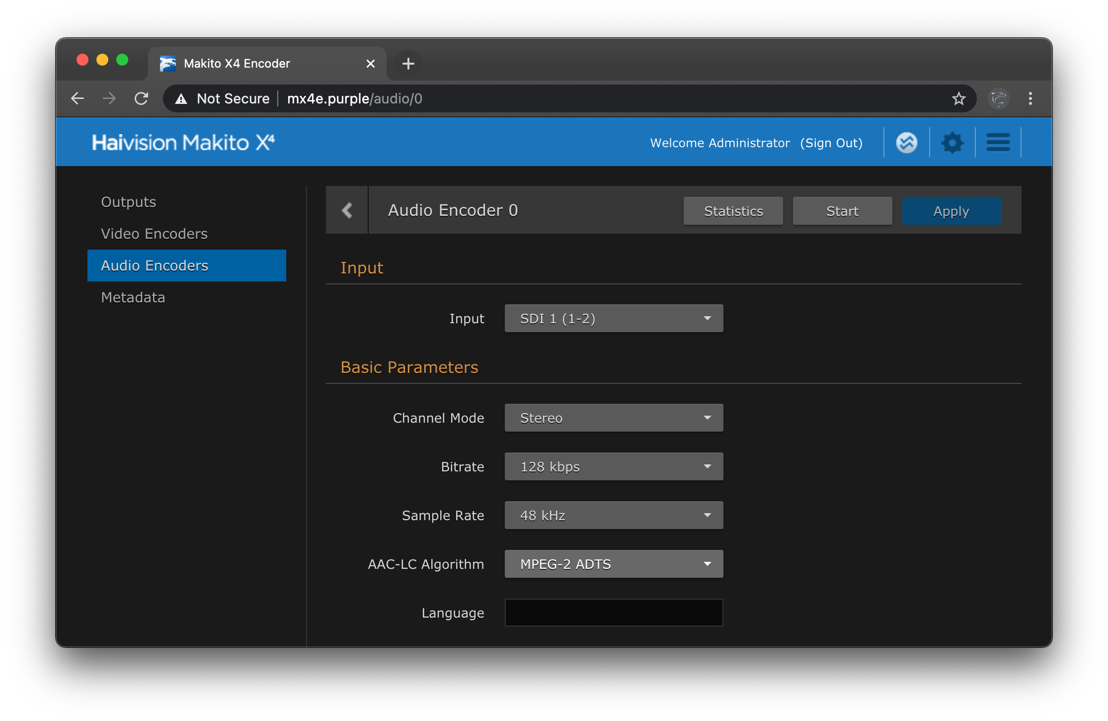 audeo encoder settings