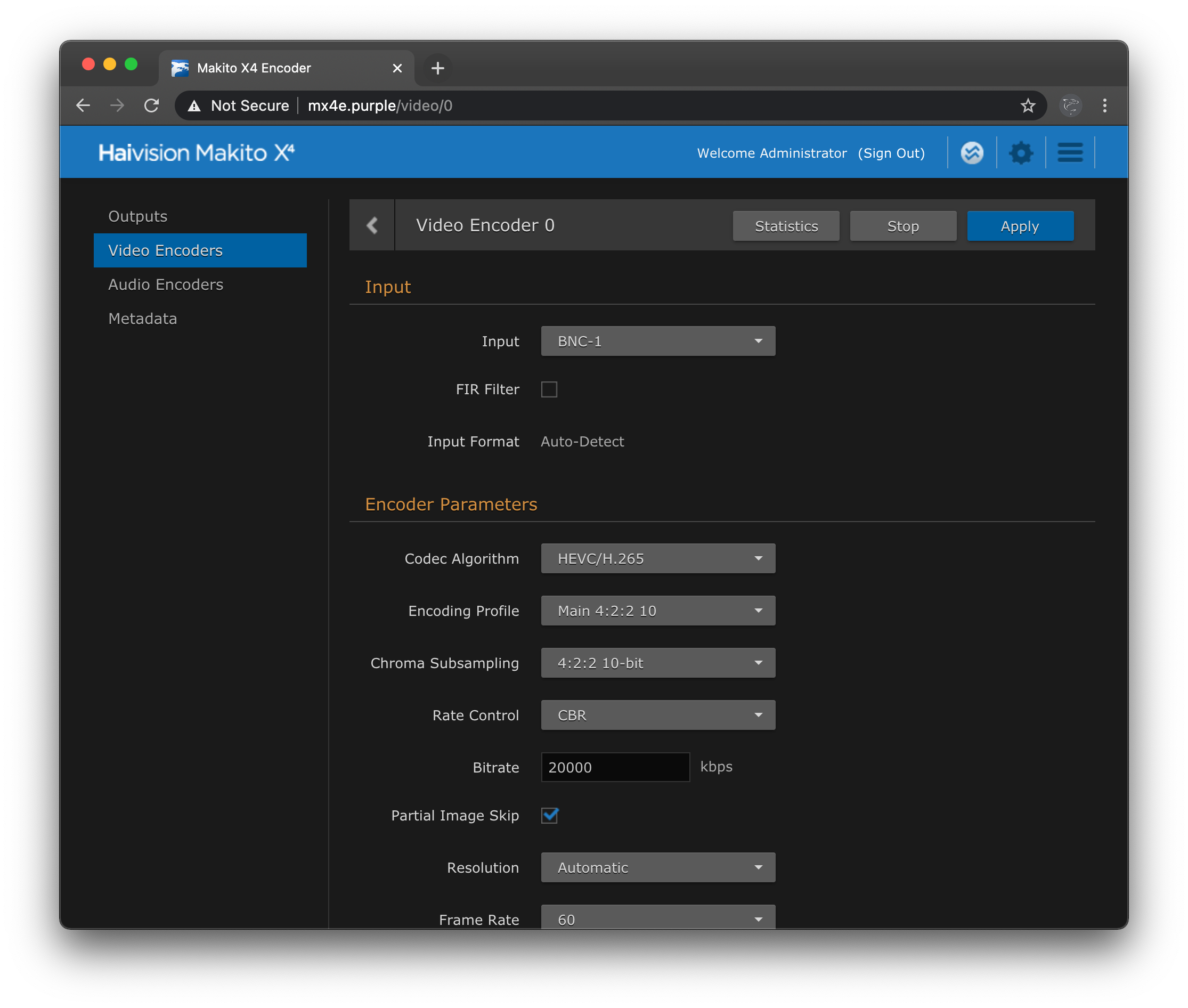 video encoder settings