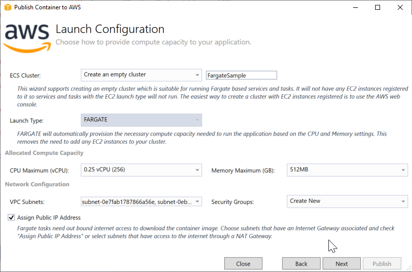 Launch configuration