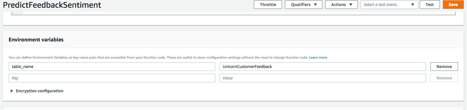 Create Lambda function screenshot