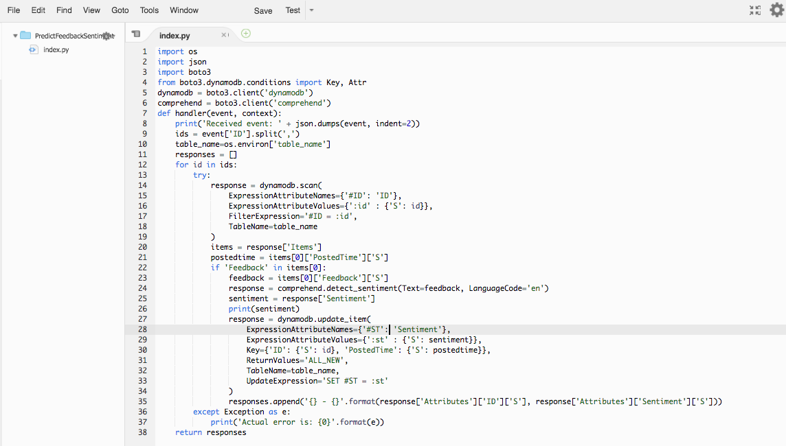 Create Lambda function screenshot
