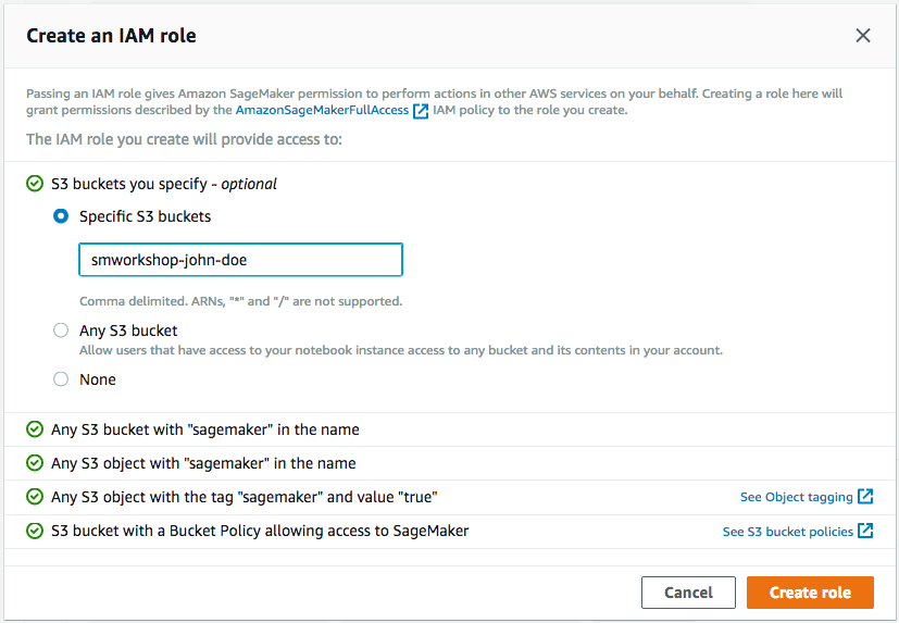Notebook instance IAM role