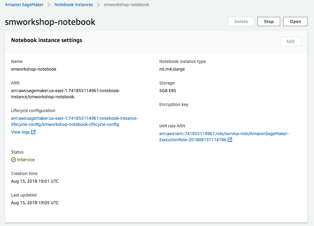 Notebook instance setting