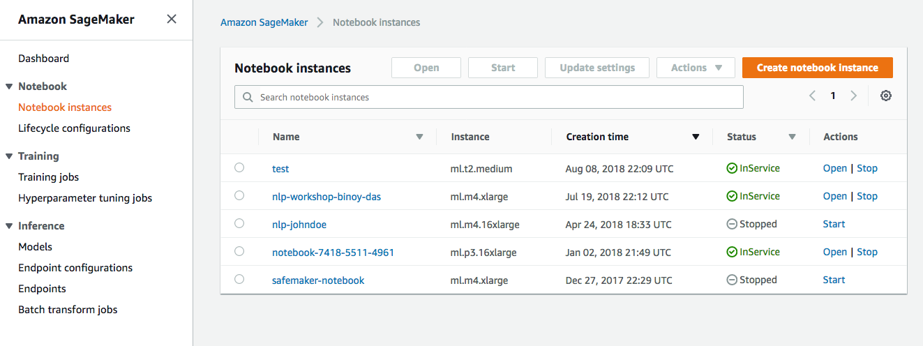 Notebook instances