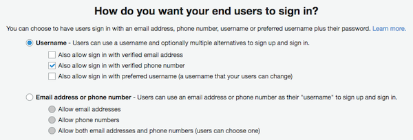 Lab 1 Part 1 Step 4 Cognito Attributes Sign In