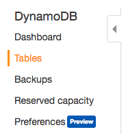 Lab 1 Part 3 Step 2 DynamoDB Menu Tables