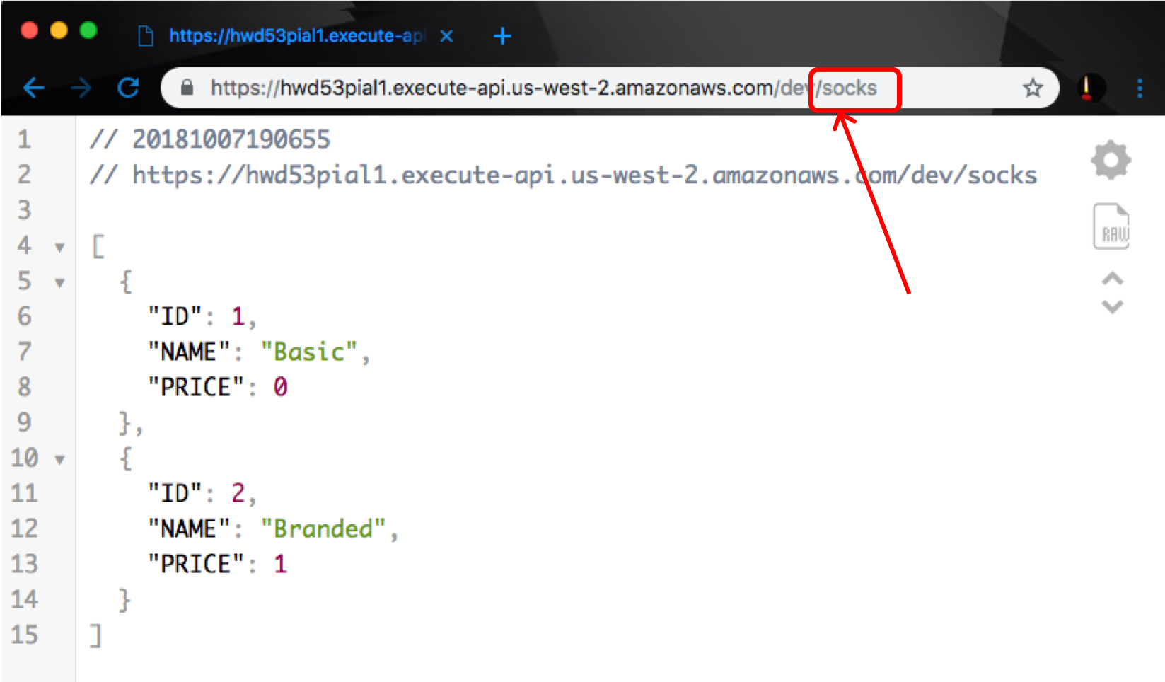 test api in browser