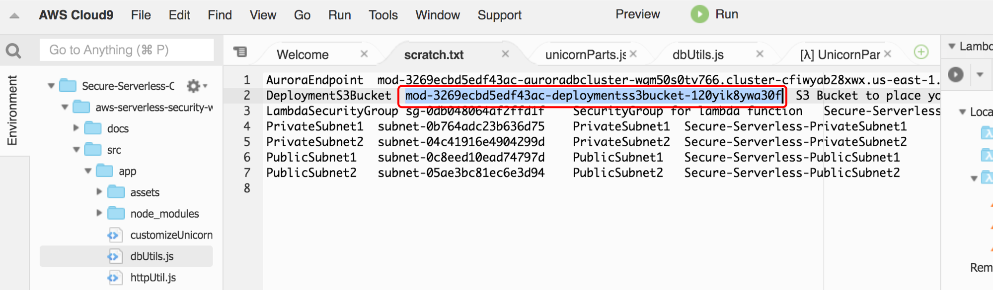 CloudFormation output