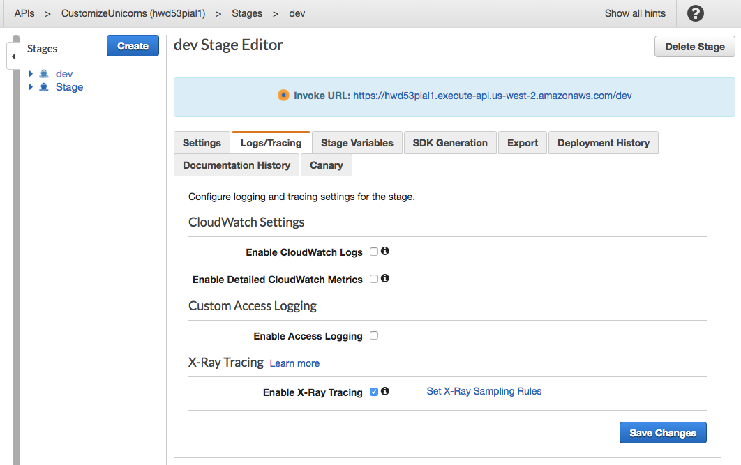 enable xray in api gateway