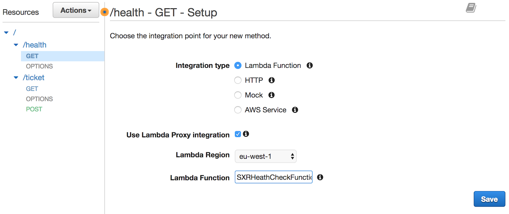 Setup api method health get post