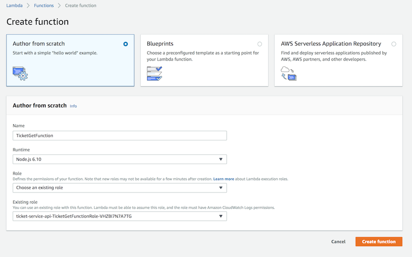 Create Lambda function