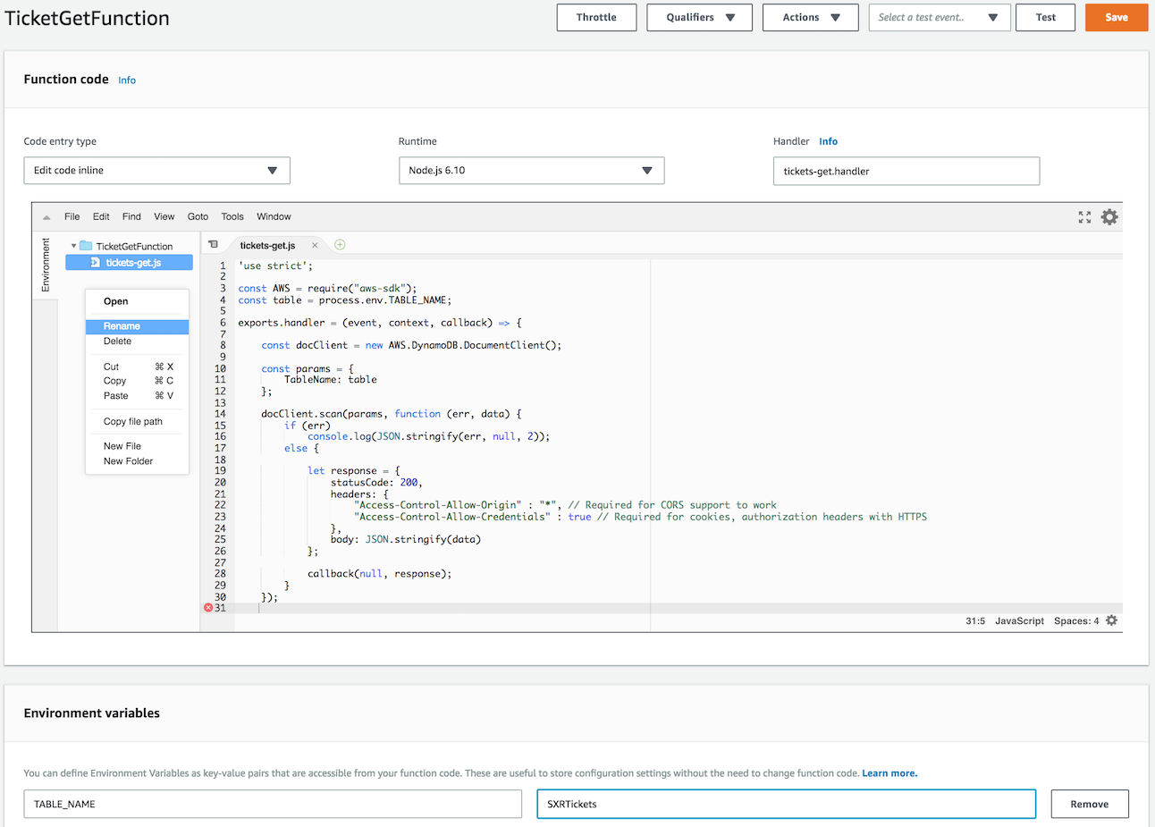 Create Lambda Wild Rydes Get