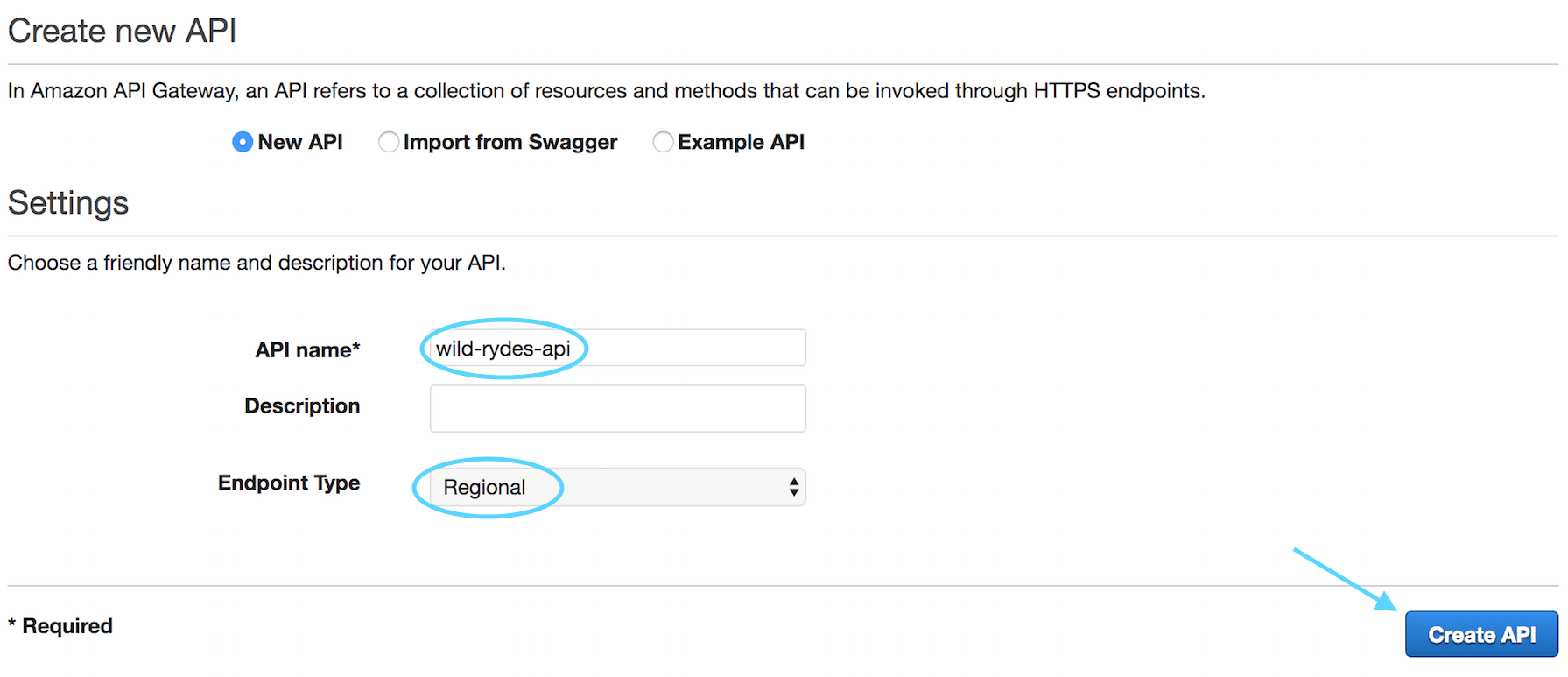 Create new API