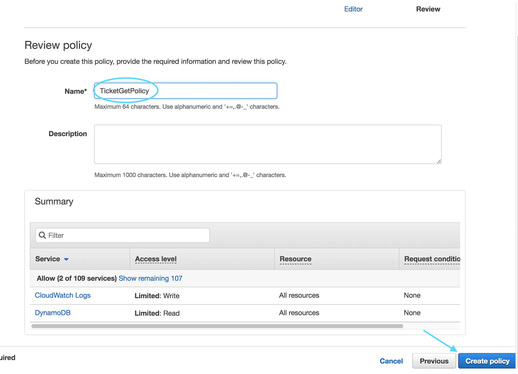 Create Policy Editor