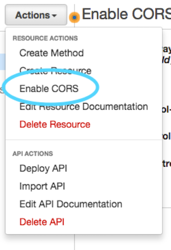 actions enable cors apigw