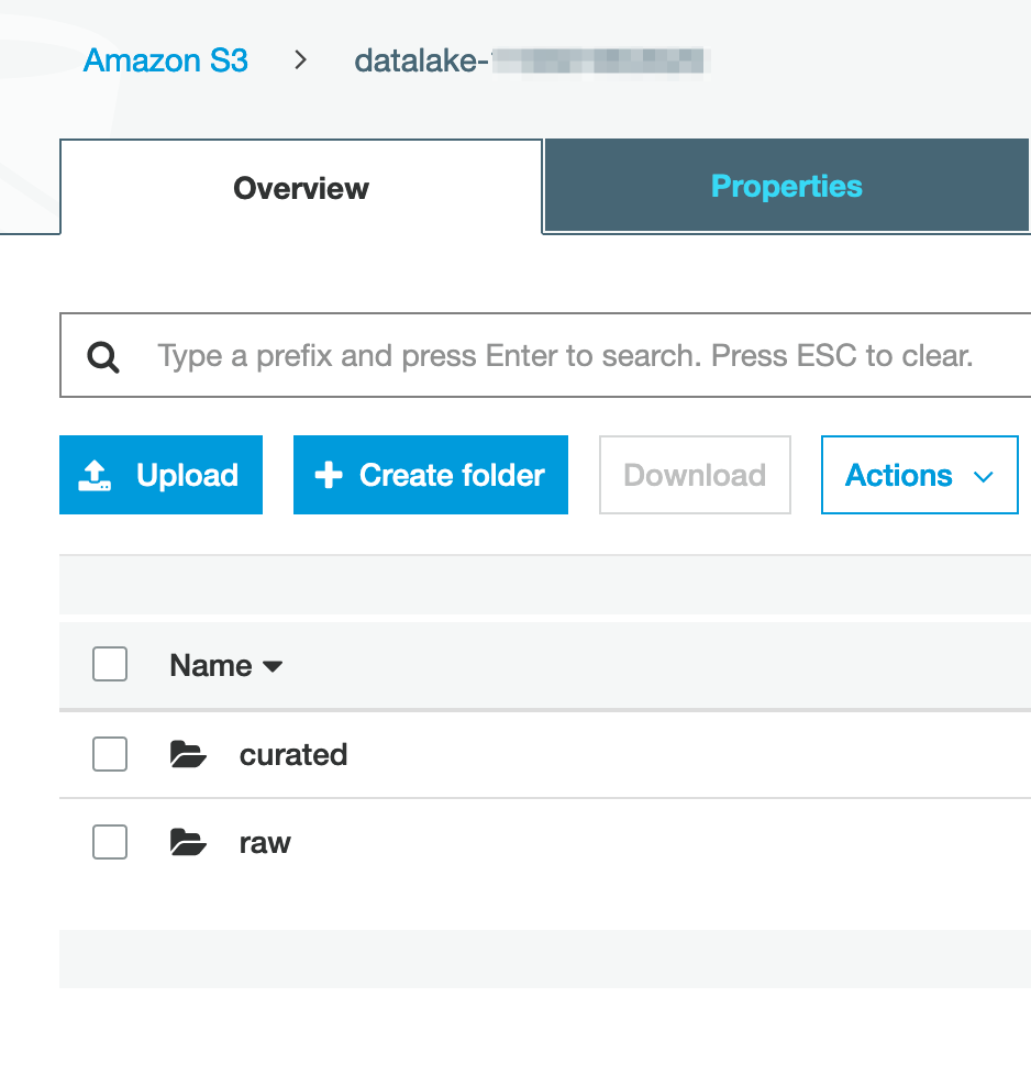data-lake with raw and curated