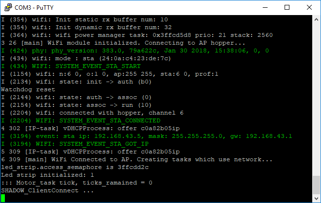 PuTTY Console Output