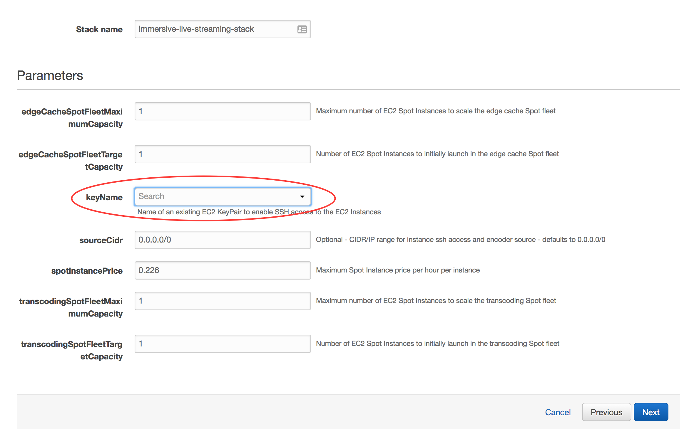 CloudFormation PARAMETERS
