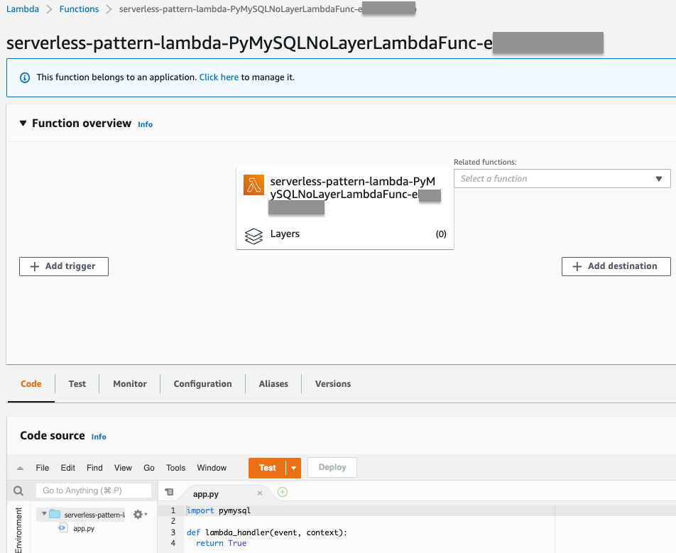 test-pymysql-without-lambda-layer