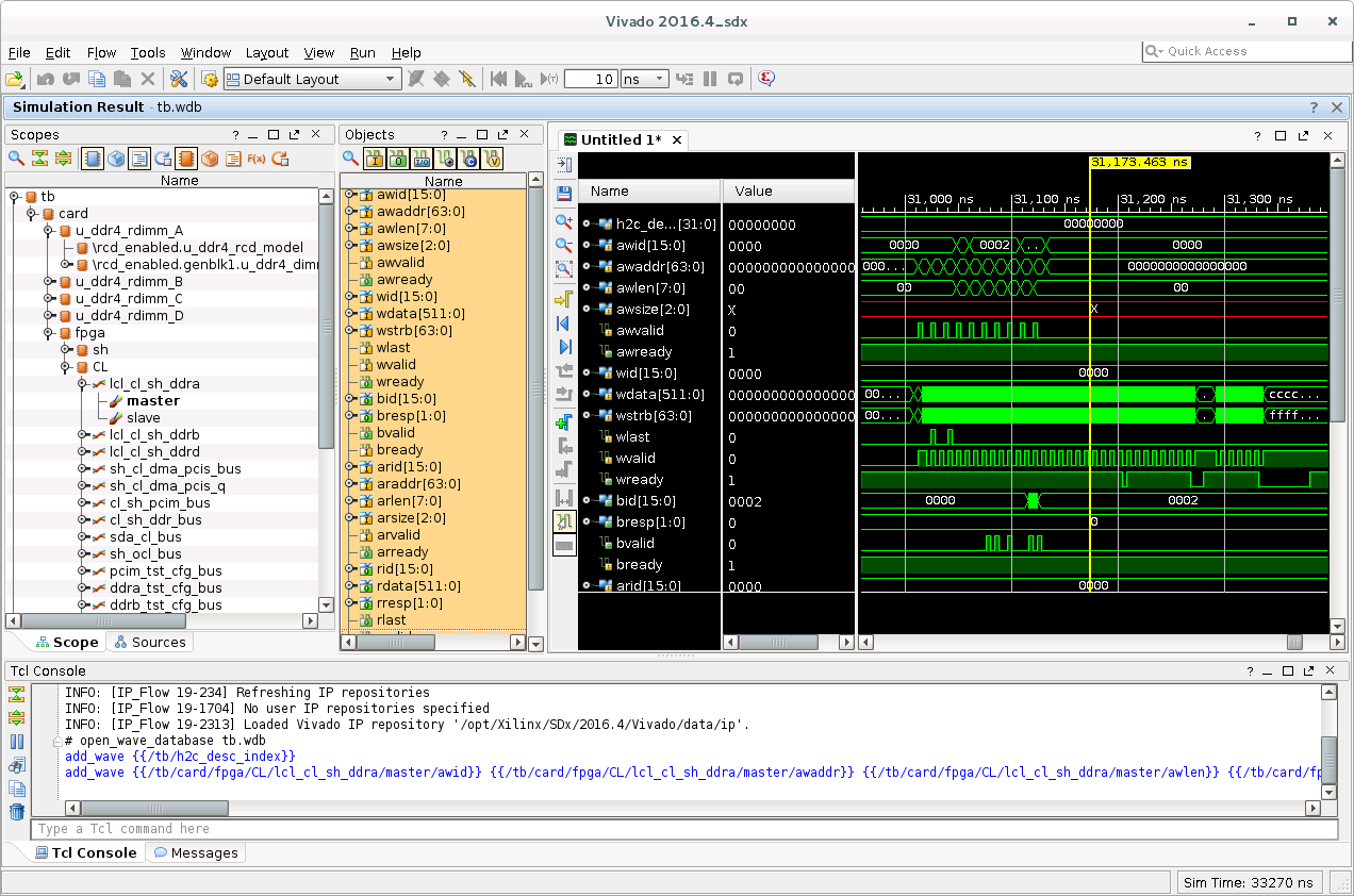Example Screenshot of Waves opened in Vivado
