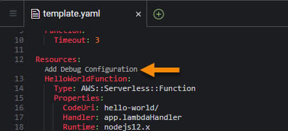 Add Debug Configuration Template